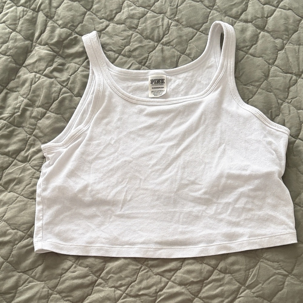 White Ribbed Tank Top